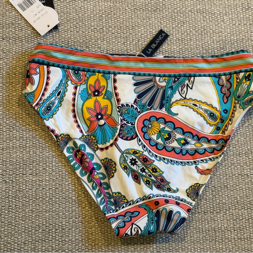 La Blanca Swim Bottom Pave the Way Paisley Print Size 10 NWT - Picture 6 of 7